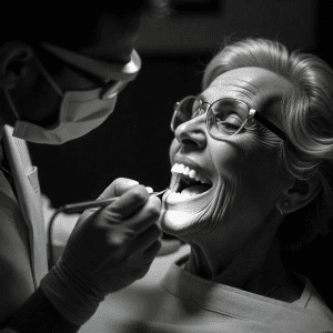 Profesionalios burnos higienos procedūra, atliekama odontologo kabinete.